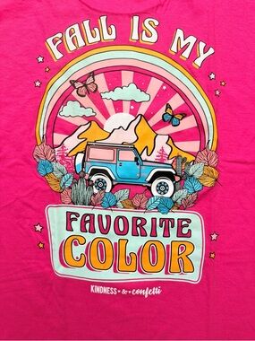 NEW "Fall is my Favorite Color" SOLID PINK Short Sleeve Tee T-Shirt